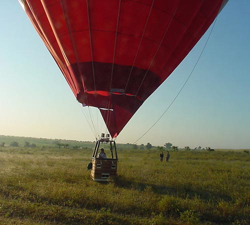 Pagoda from a hot air balloon in Bagan, Myanmar