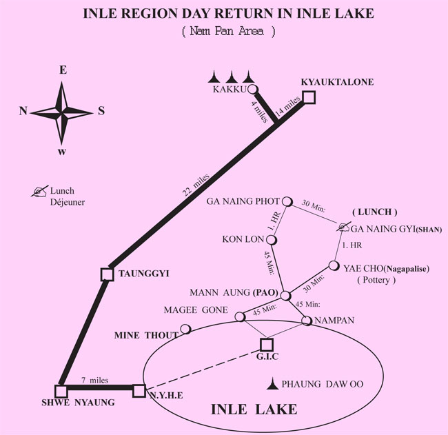 map trek nam pan day return inle lake