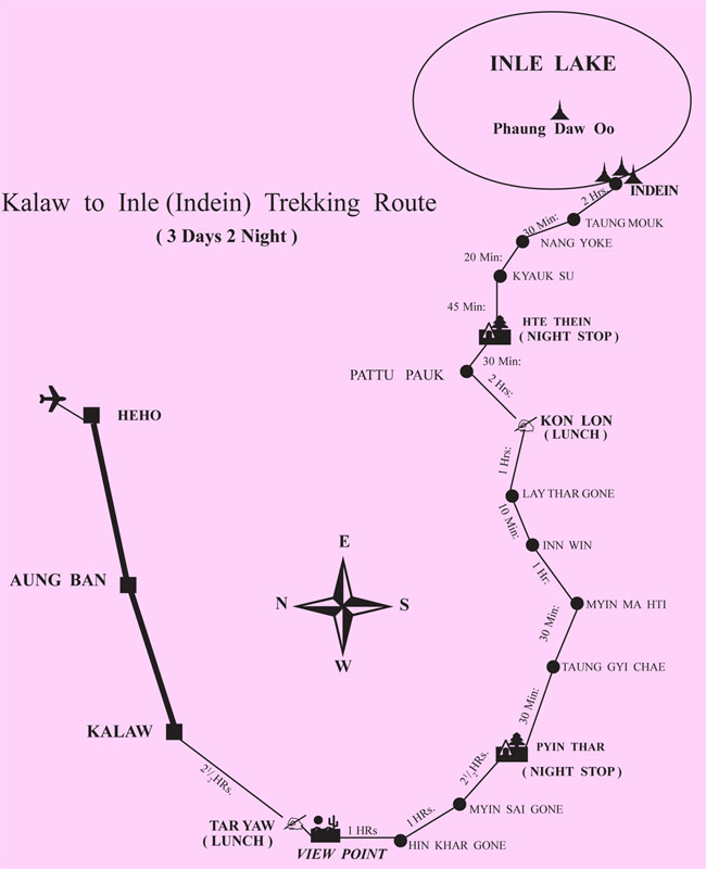 carte trek kalaw indein lac inle birmanie