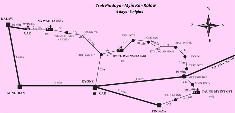 Trekkingkarte Pindaya Kalaw 4d 3n Birma
