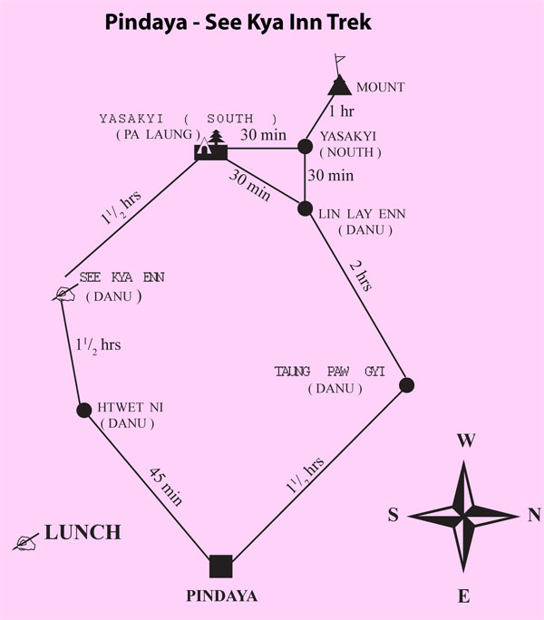 map trek pindaya see kya inn day return