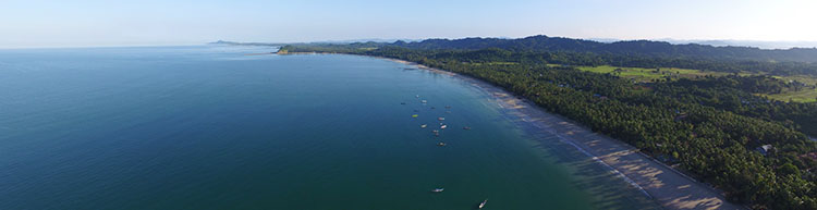 ngapali beach from air in Myanmar Burma class=