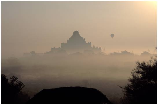 Sunrise on the pagodas of Bagan. - Myanmar