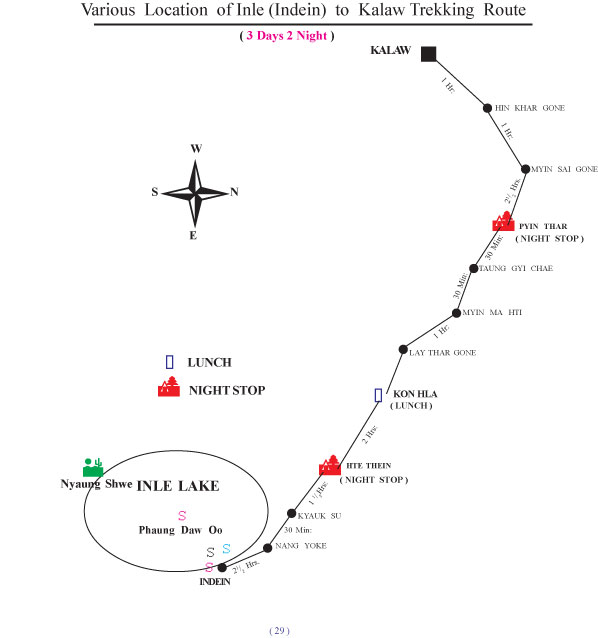 carte trek inle kalaw 3d 2 nuits